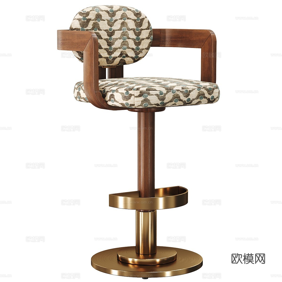 现代意式轻奢 FREDA 吧台椅3d模型下载（渲染图1）