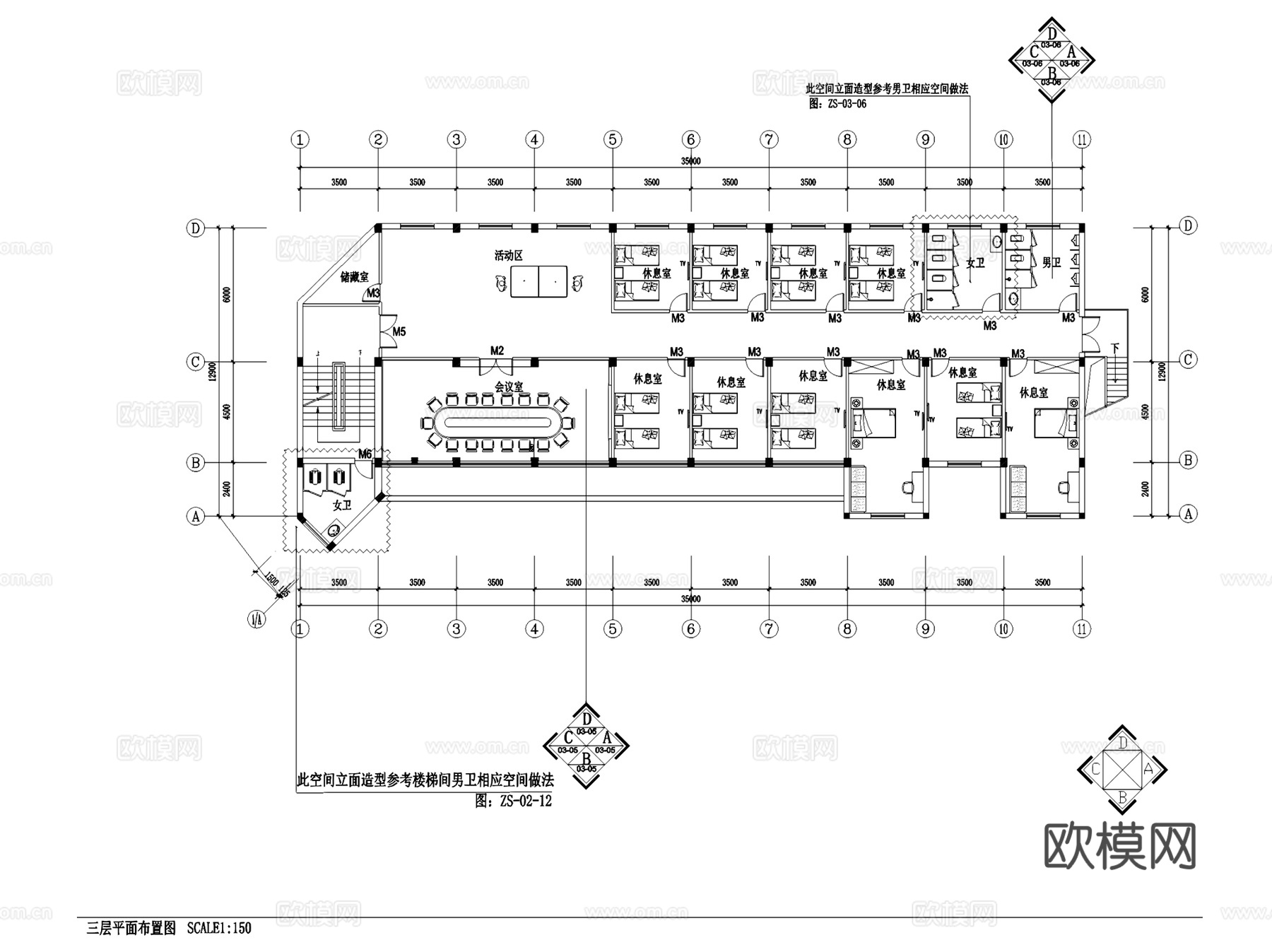 瑞安农村合作银行室内装饰CAD施工图全套cad施工图