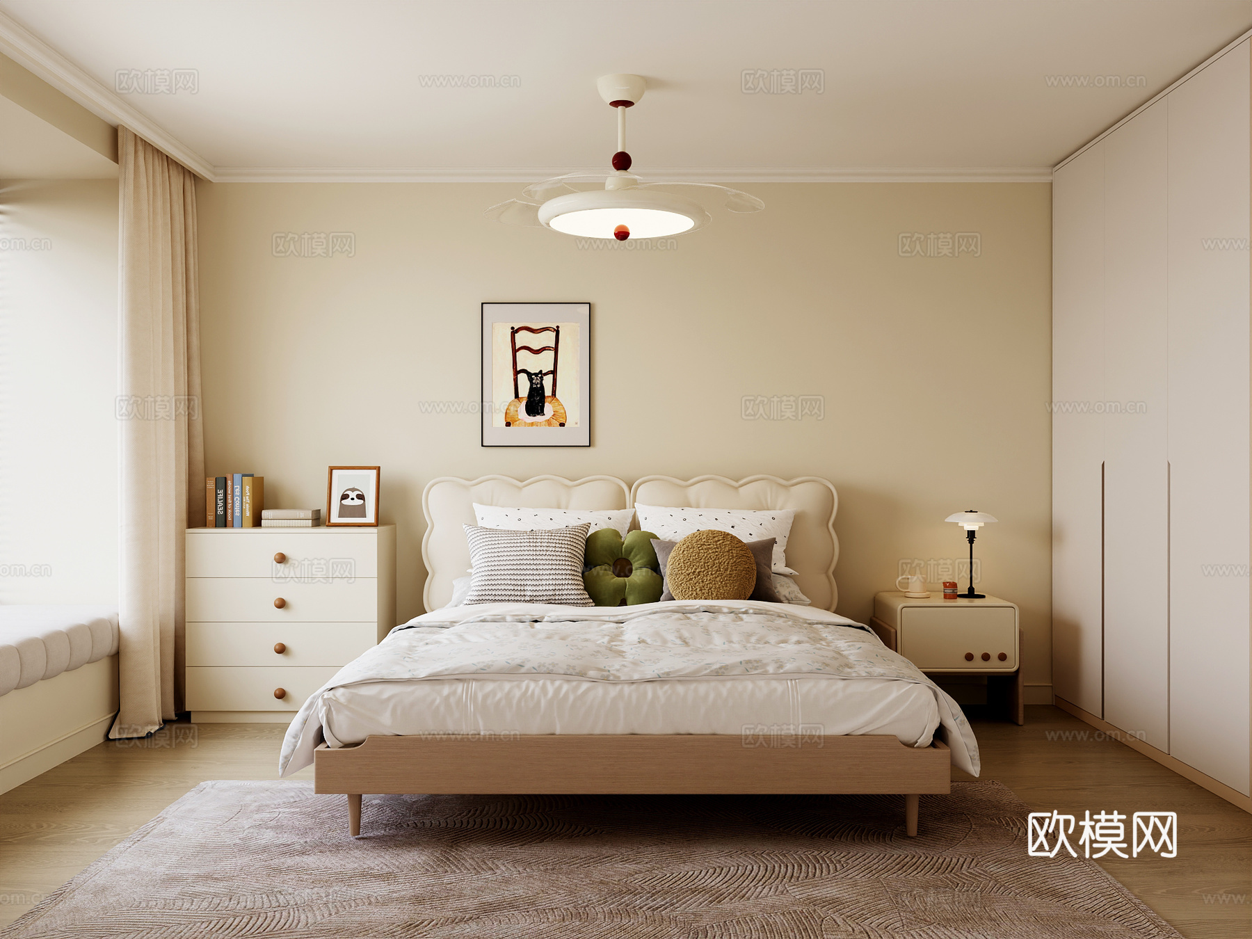 现代儿童床 衣柜3d模型下载