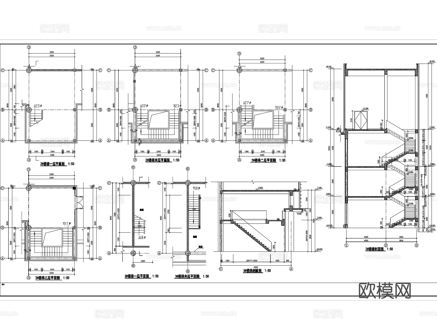 楼梯电梯井核心筒建筑CAD施工详图集 95套cad施工图