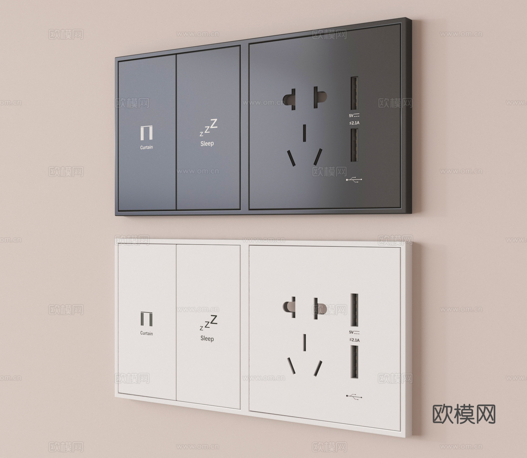 现代开关插座3d模型