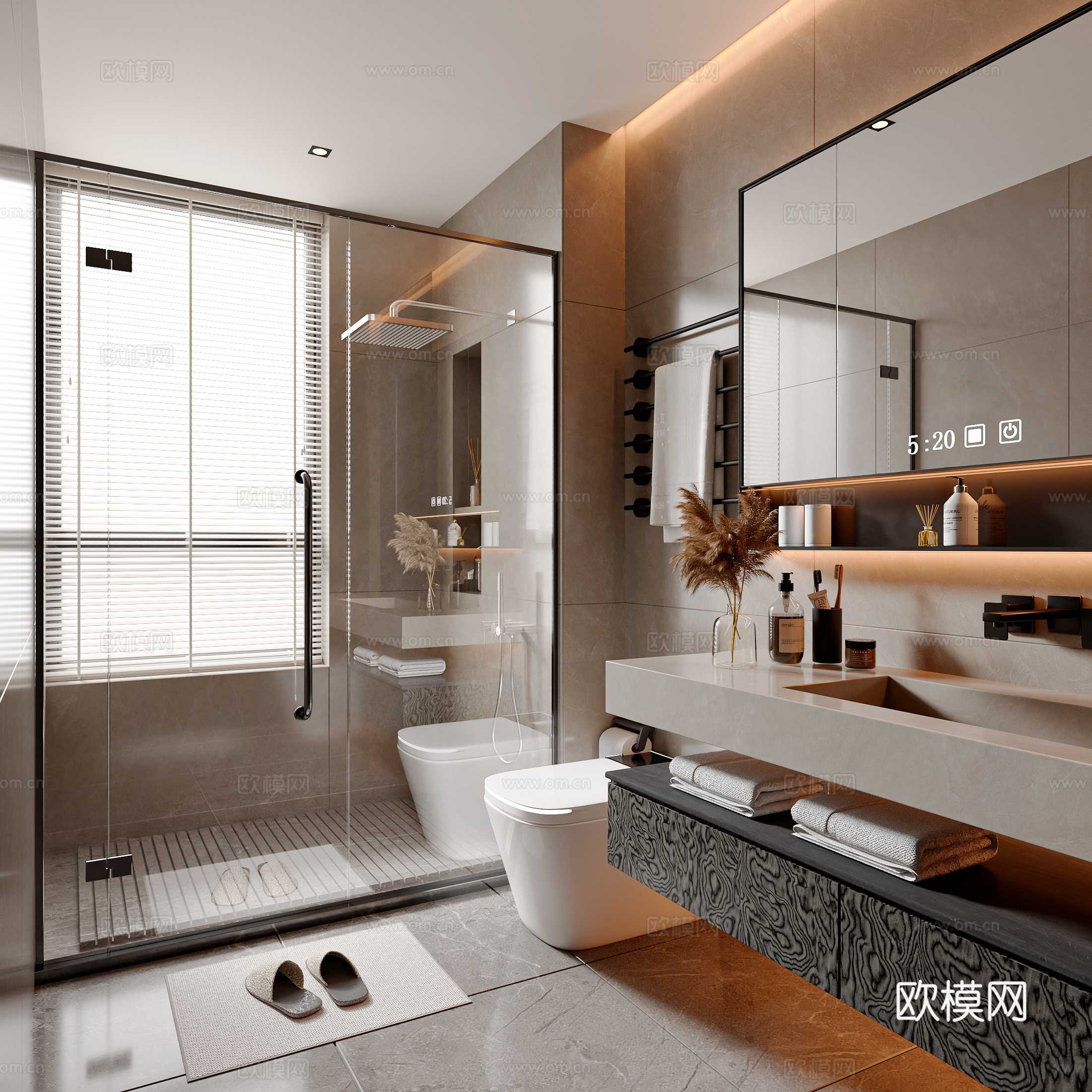 现代意式卫生间 卫浴柜 卫浴用品 卫浴小件 卫浴镜 马桶3d模型下载