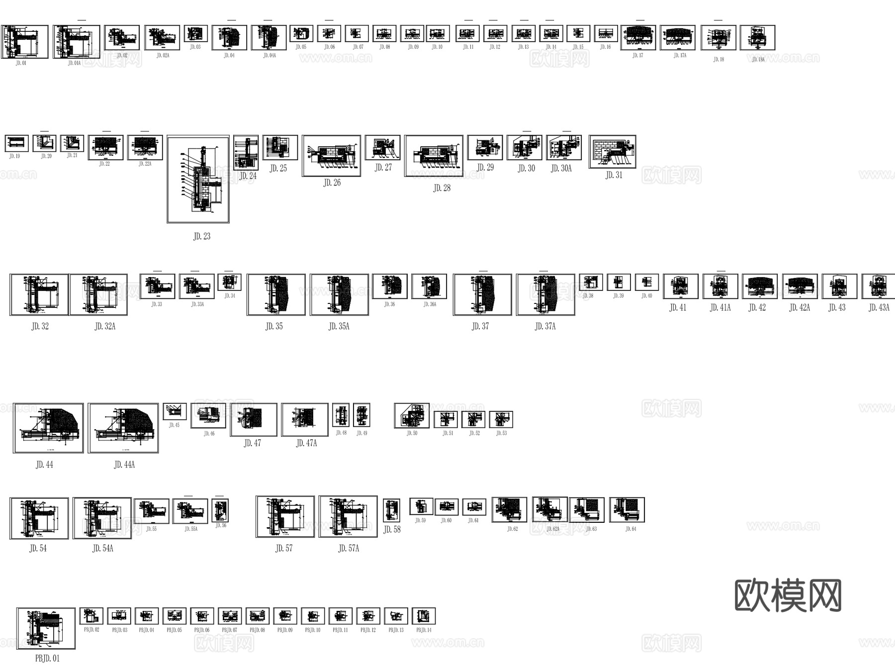 幕墙结构节点大样详图CAD施工图集 10套cad施工图