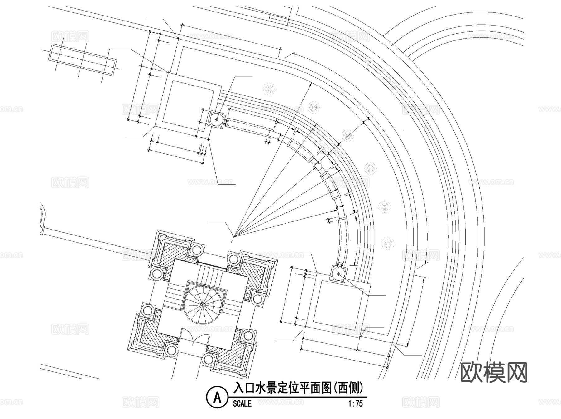 欧式叠水景墙水景景观CAD施工图详图集cad施工图