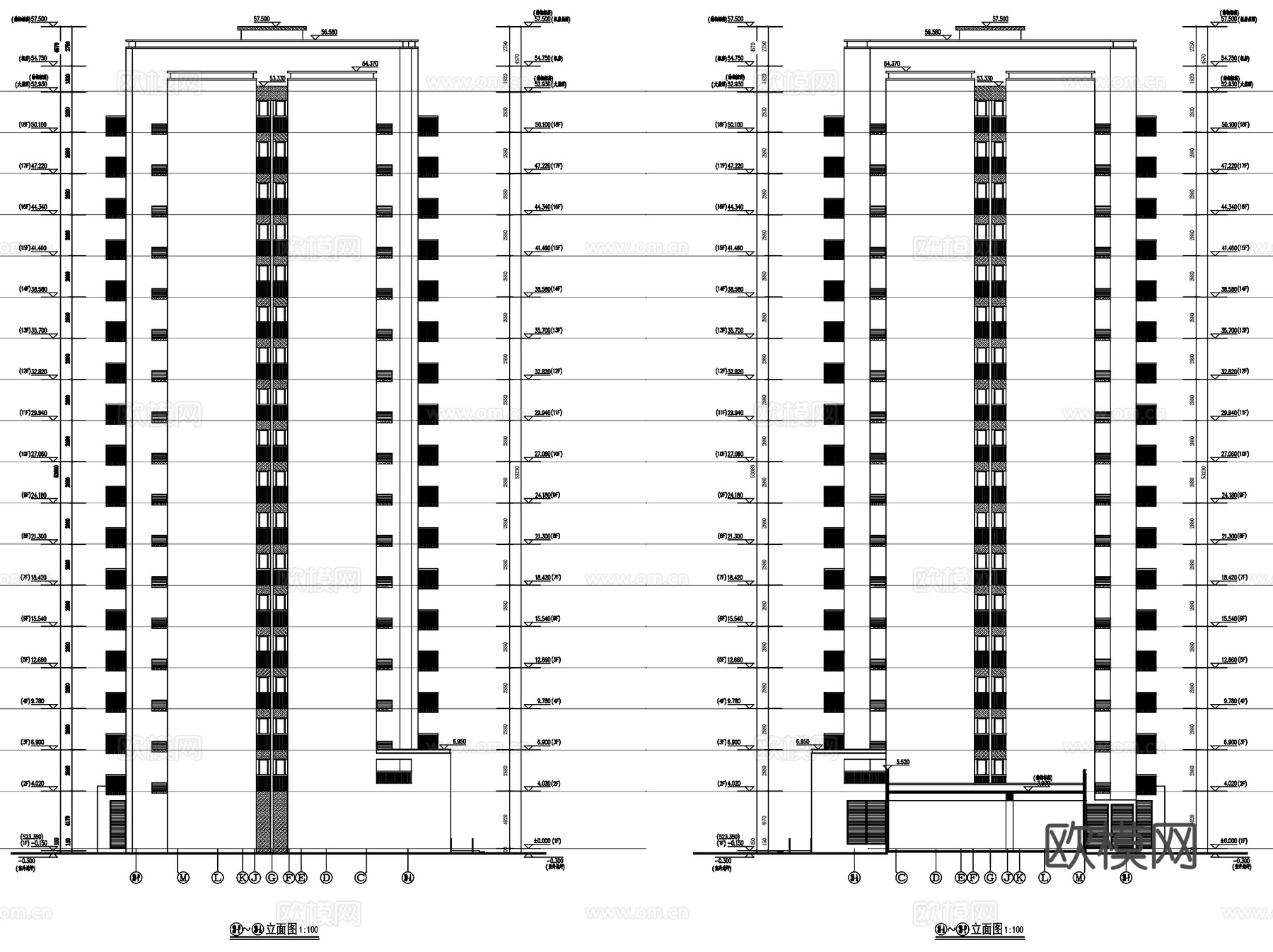 绿地成都派克公馆住宅建筑立面材料控制CAD施工图全套cad施工图