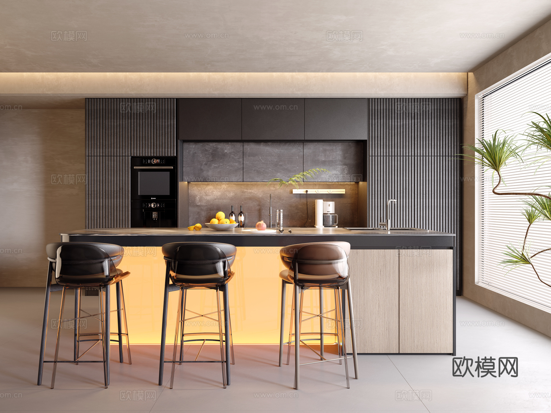 意式餐厅吧台 水吧台 酒吧台3d模型下载