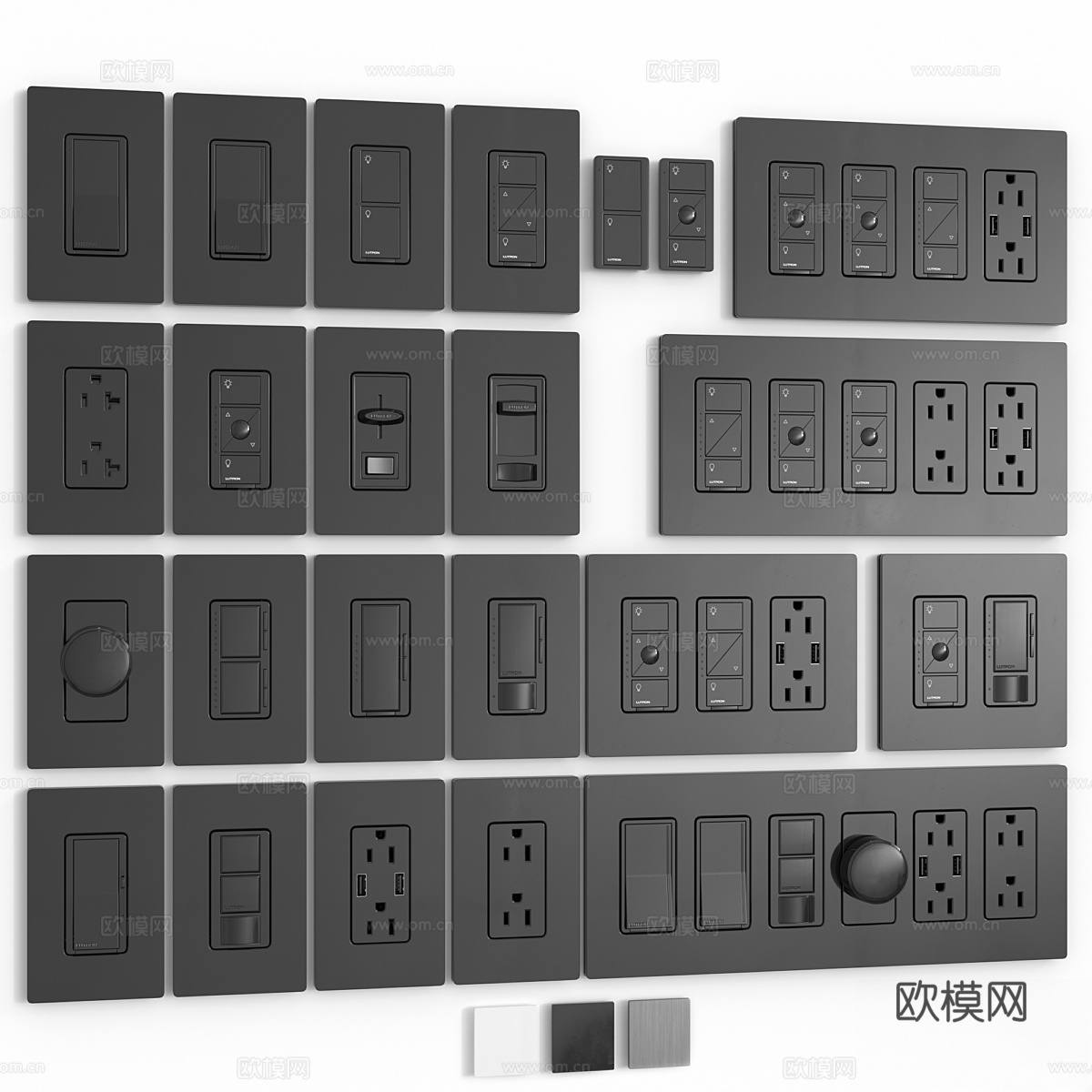 Lutron美国墙面开关与插座3d模型下载