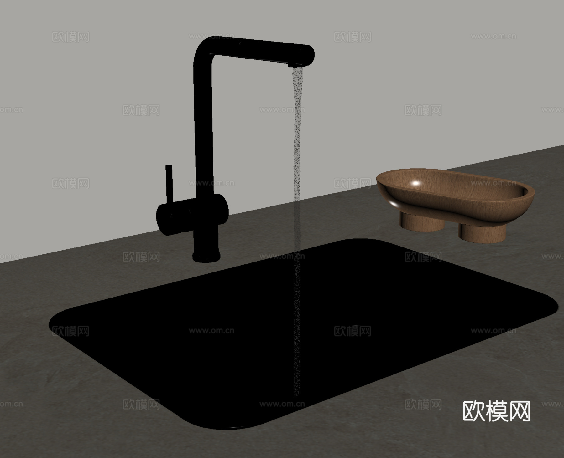现代水槽 不锈钢水槽 洗菜池 水龙头su模型