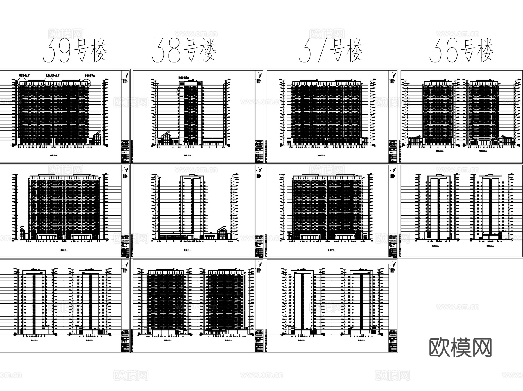 绿地成都派克公馆住宅建筑立面材料控制CAD施工图全套cad施工图