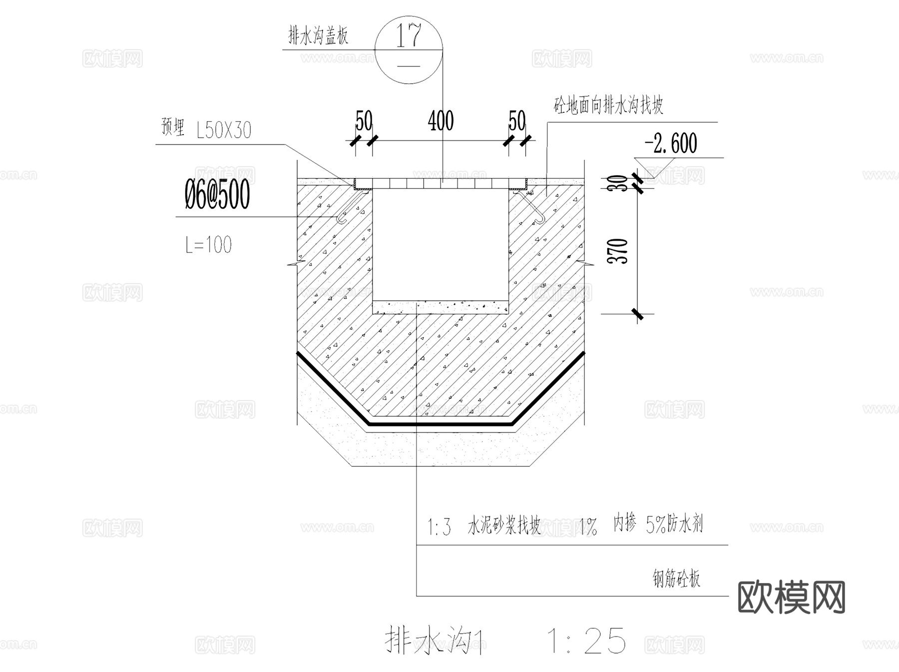 排水沟明沟导沟节点大样详图CAD施工图集 10套cad施工图