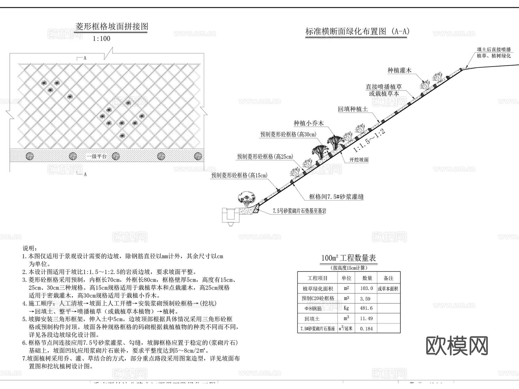 路基边坡绿化挂网通用图CAD施工图集cad施工图