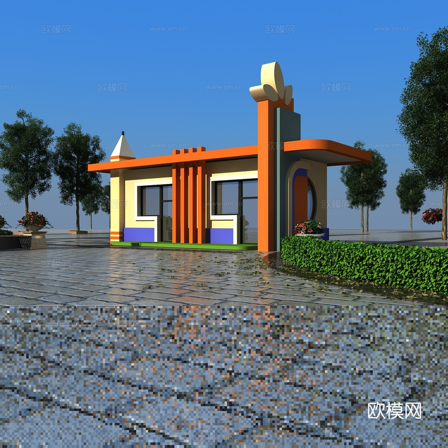 现代幼儿园大门 卡通3d模型下载