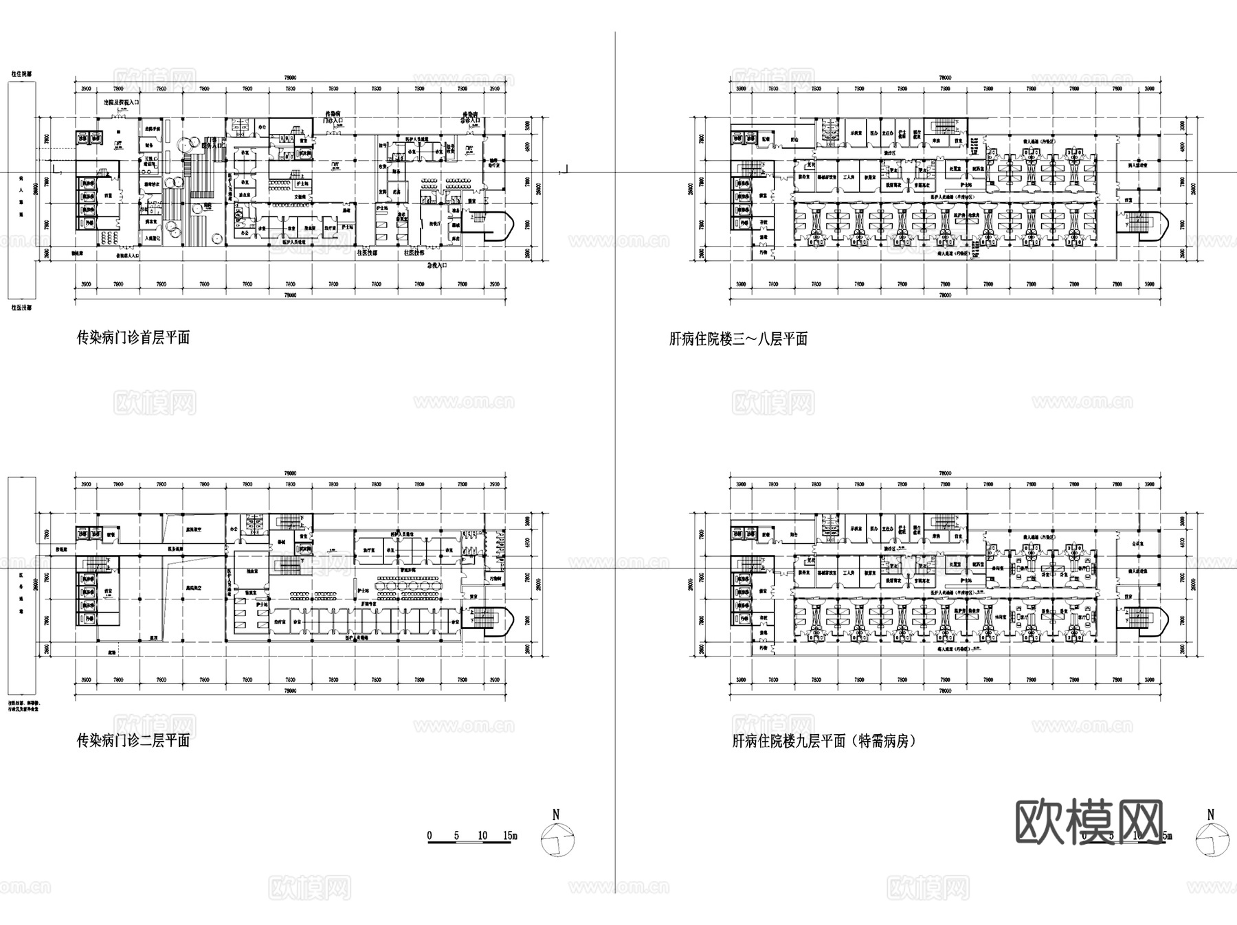 深圳第三人民医院门诊医技楼建筑平面CAD施工图+文本cad施工图