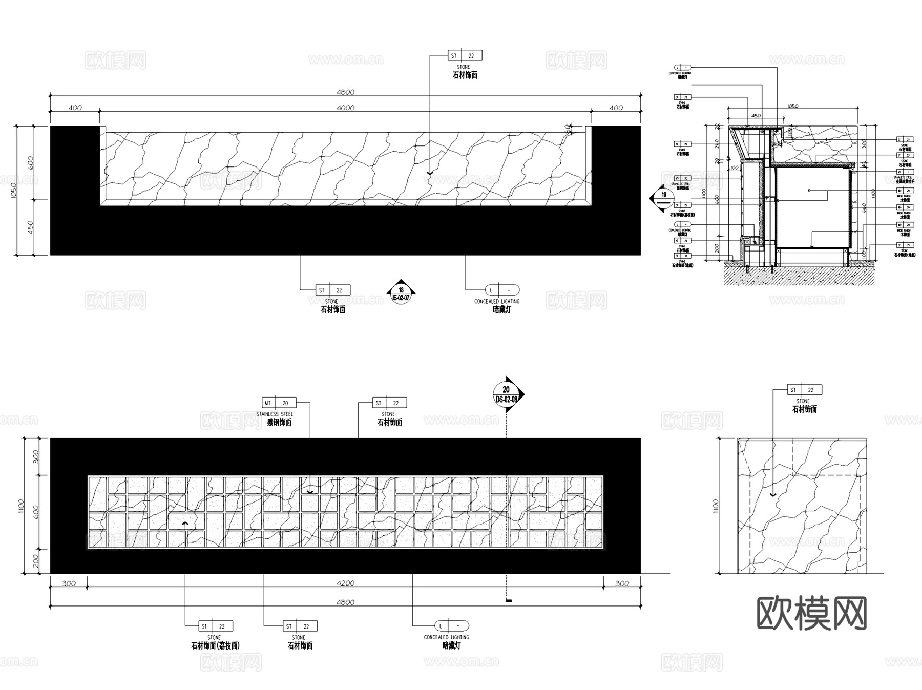 前台接待台服务台咨询台室内装饰CAD施工图集 20套cad施工图