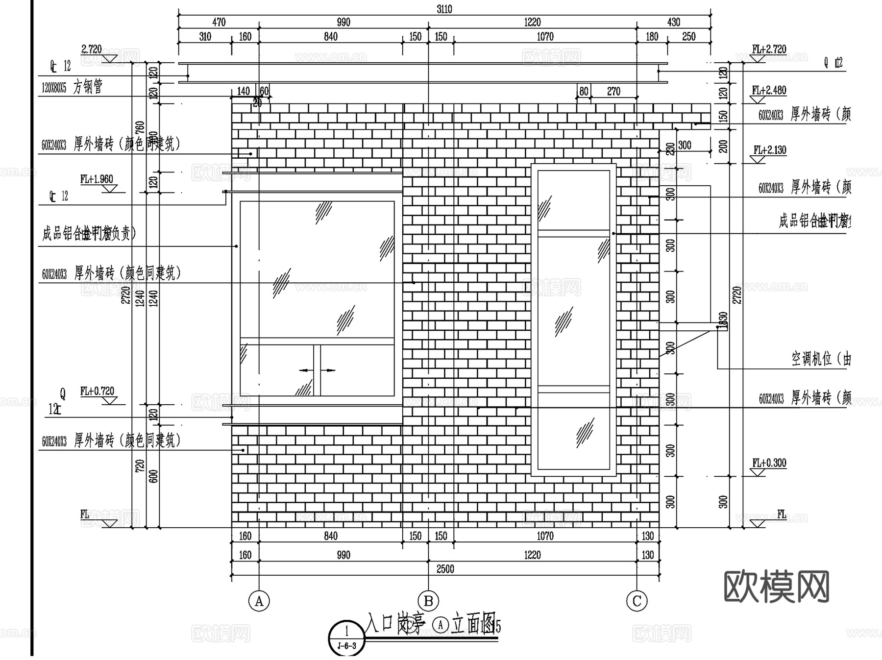 入口岗亭保安亭景观CAD施工图集 8套cad施工图