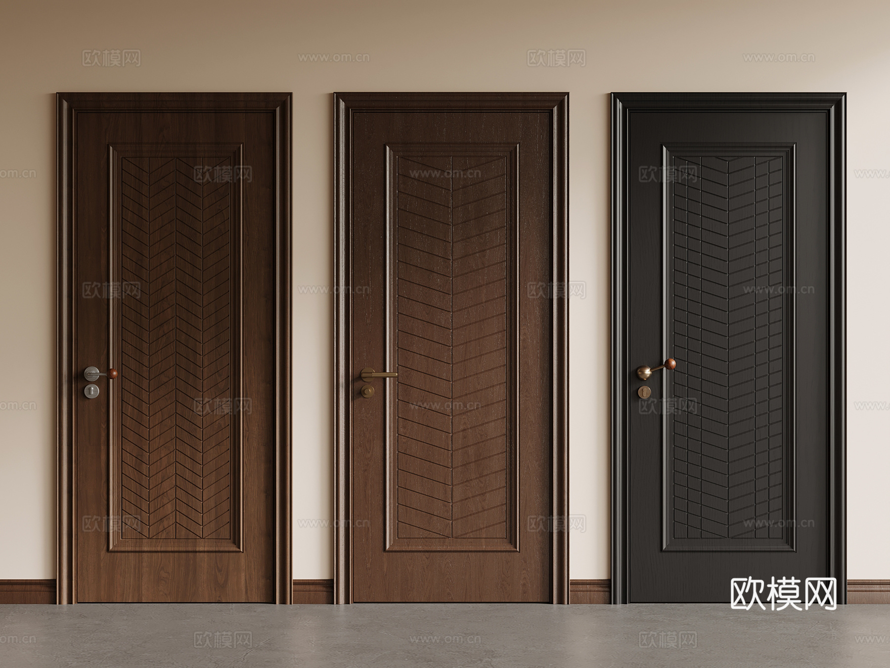 中古风室内门 单开门3d模型下载