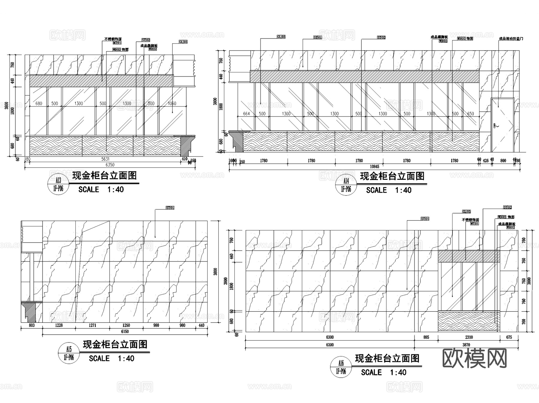青岛华夏银行室内装饰CAD施工图全套cad施工图