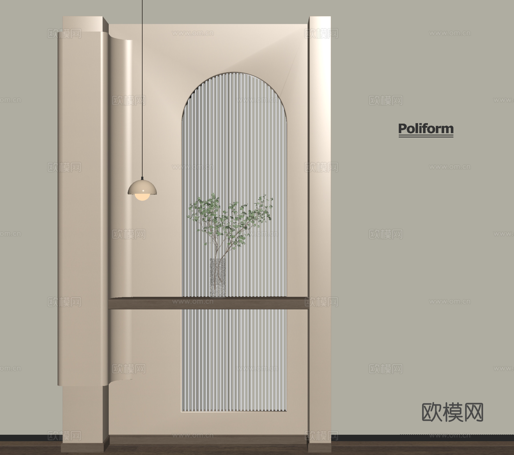 现代奶油隔断 玄关屏风隔断su模型