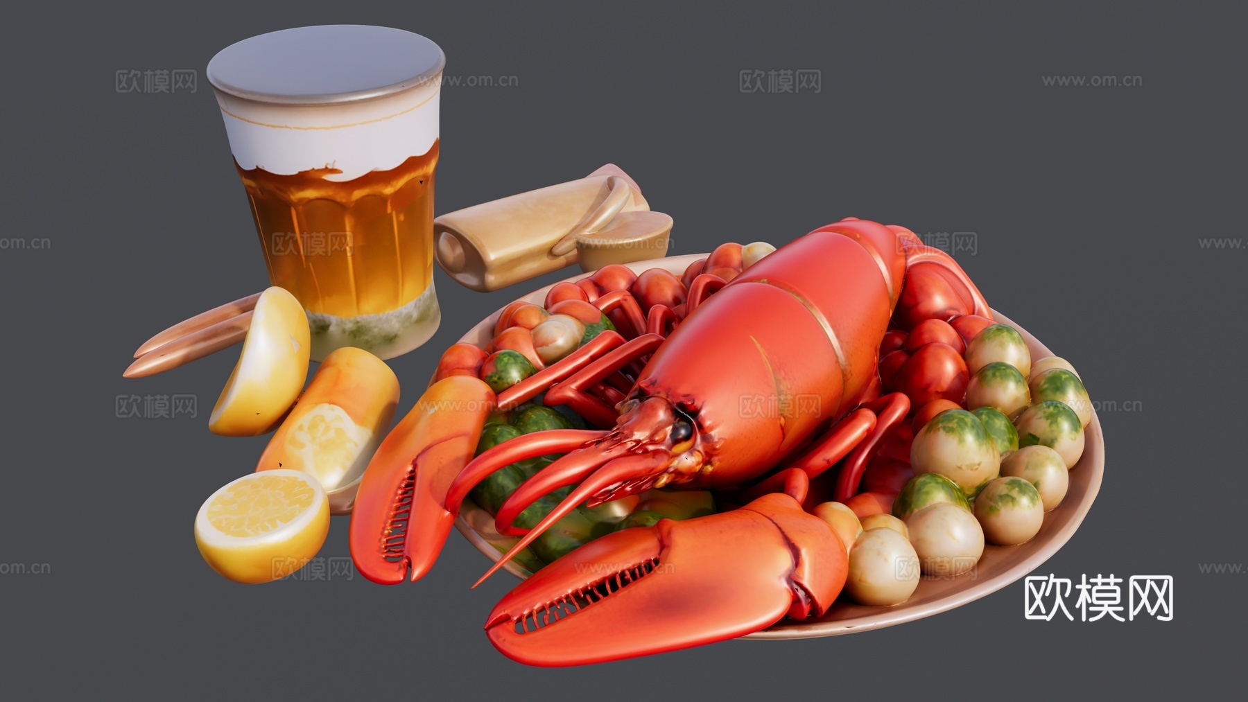 波士顿大虾和啤酒组合su模型