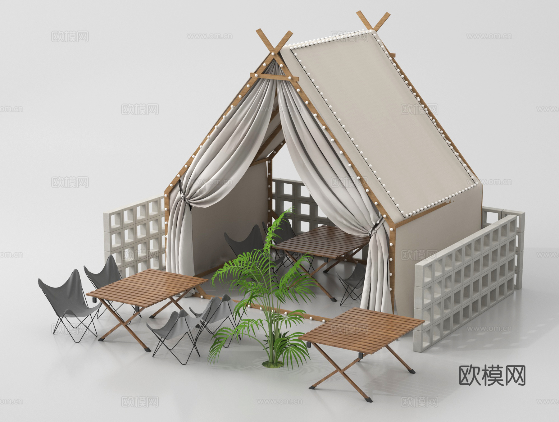 现代露营帐篷 户外露营桌椅3d模型下载