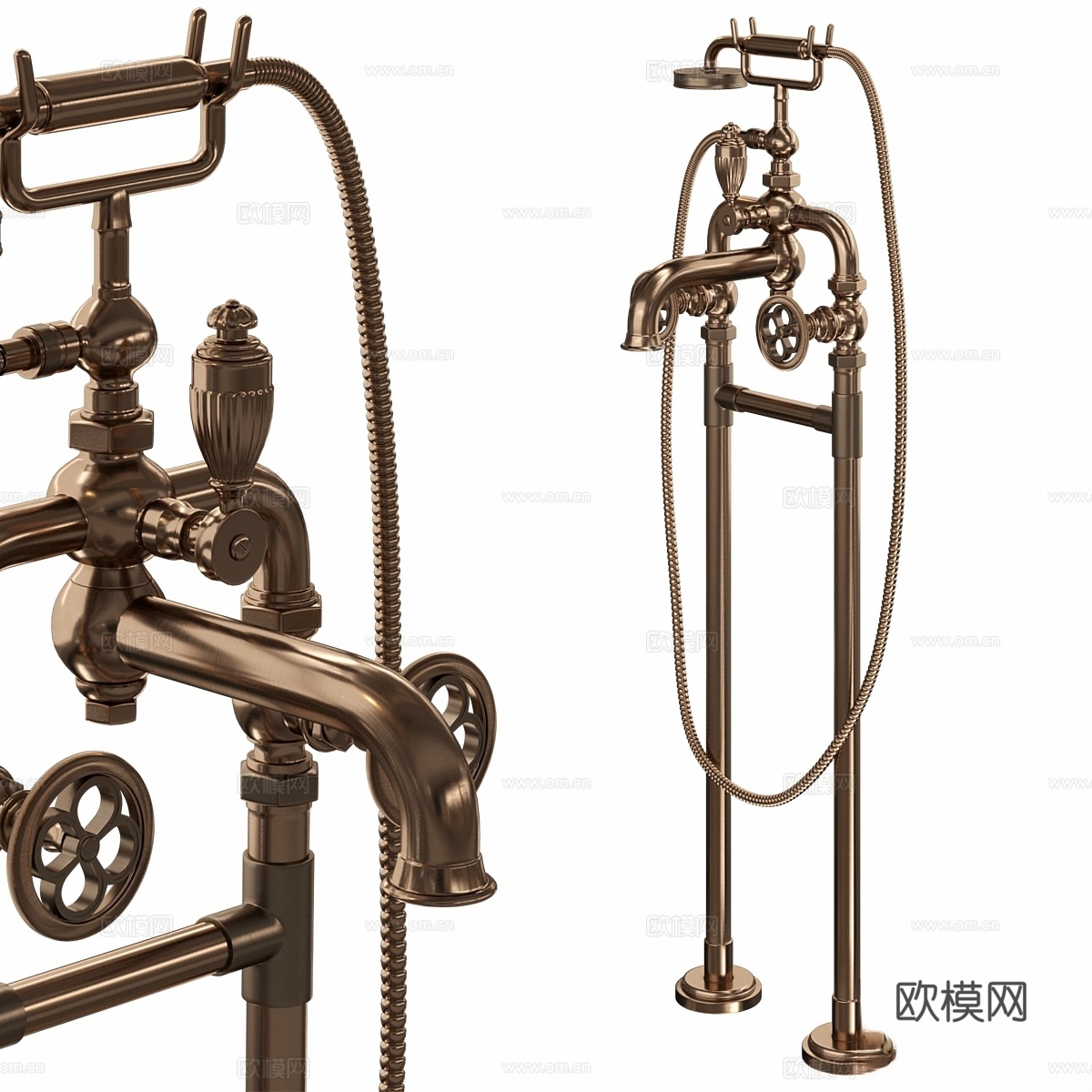 四瓣式落地浴缸系统3d模型下载