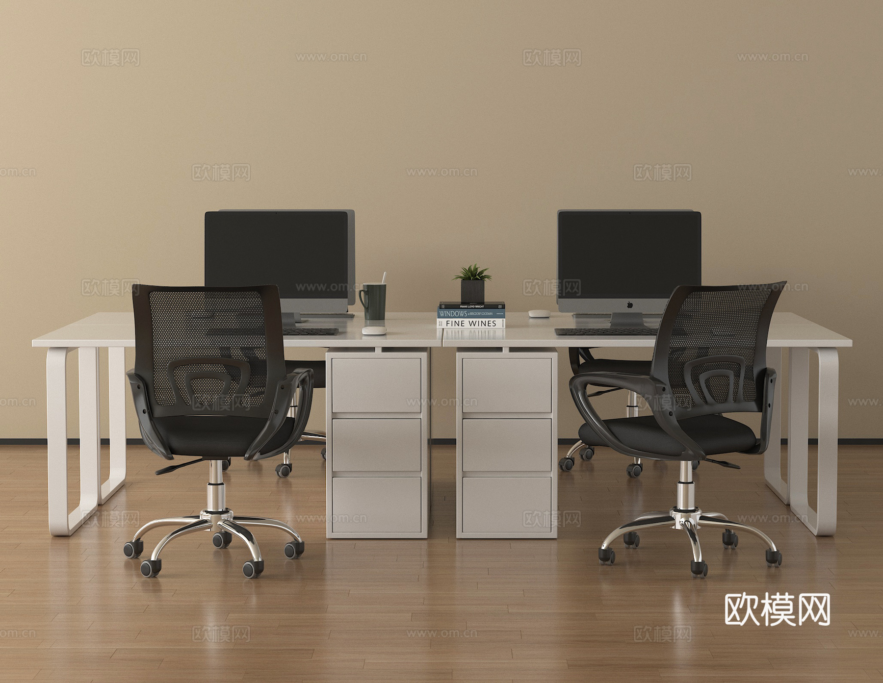 现代办公桌椅  休闲桌椅  员工工位su模型