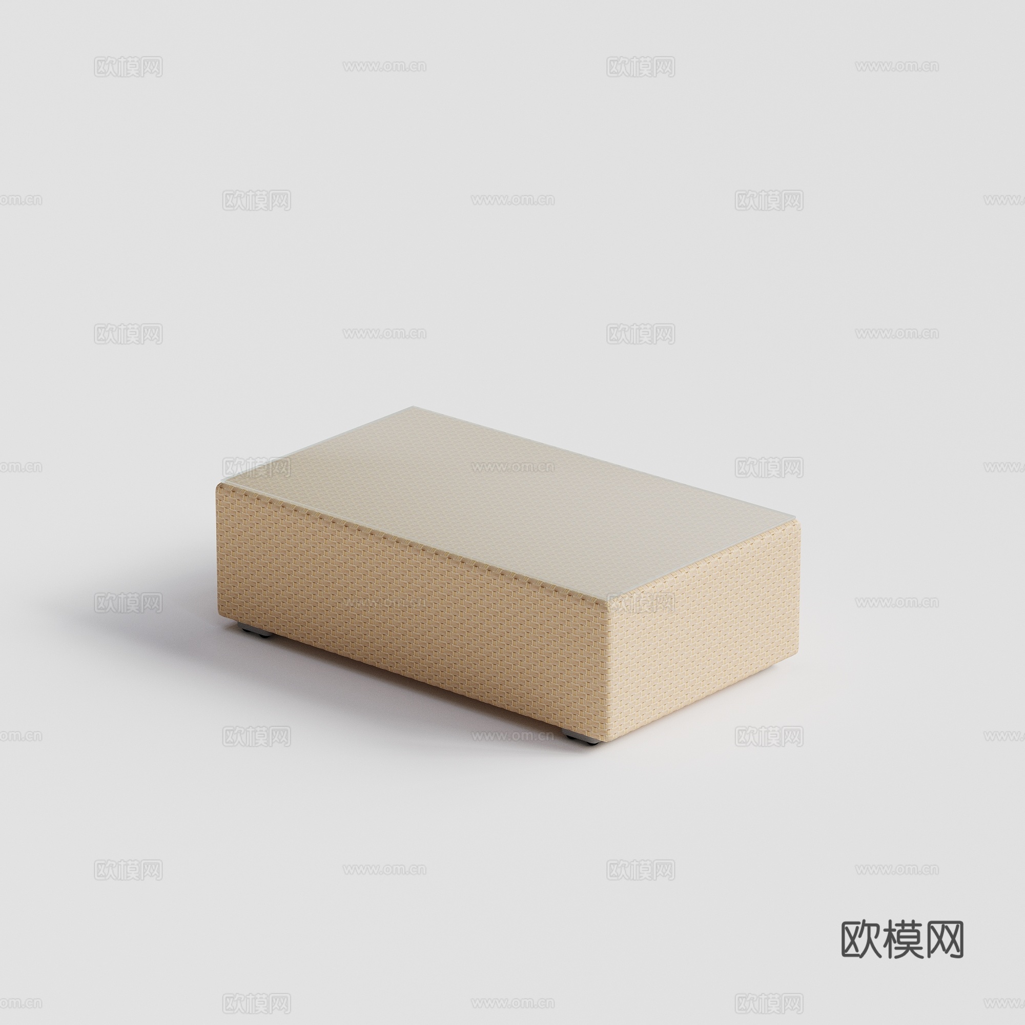 DEDON - 现代户外茶几 长茶几 藤编玻璃台面茶几 侧几su模型