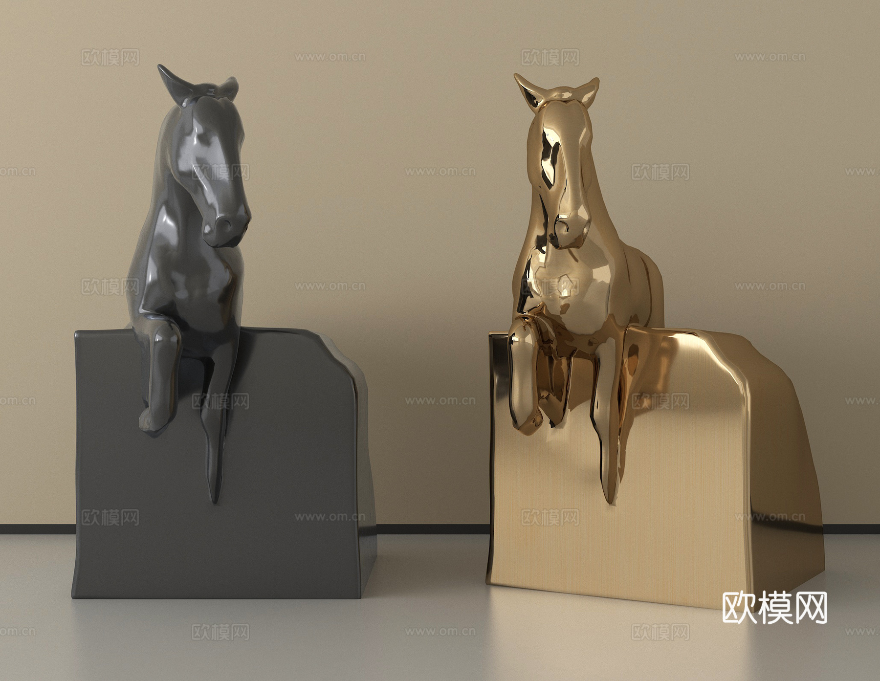 现代雕塑摆件  马雕塑su模型