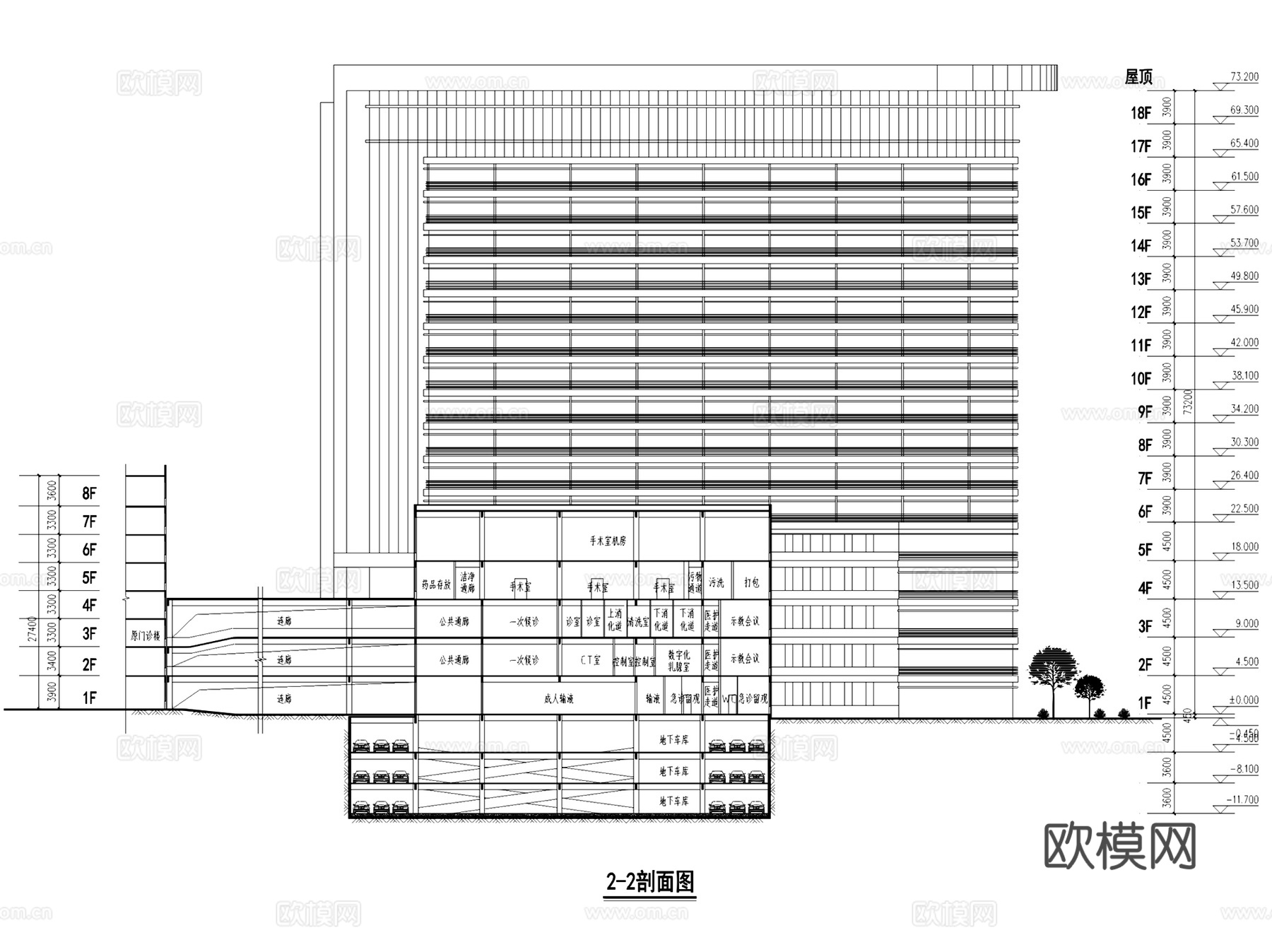 深圳龙岗横岗人民医院改扩建建筑CAD施工图整套+文本cad施工图