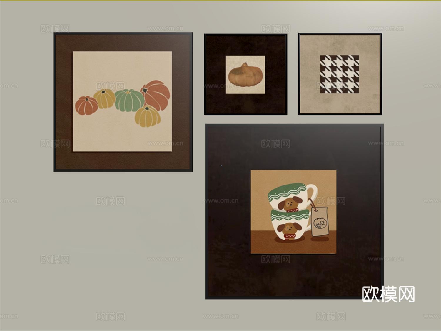 中古装饰画   挂画 艺术画su模型