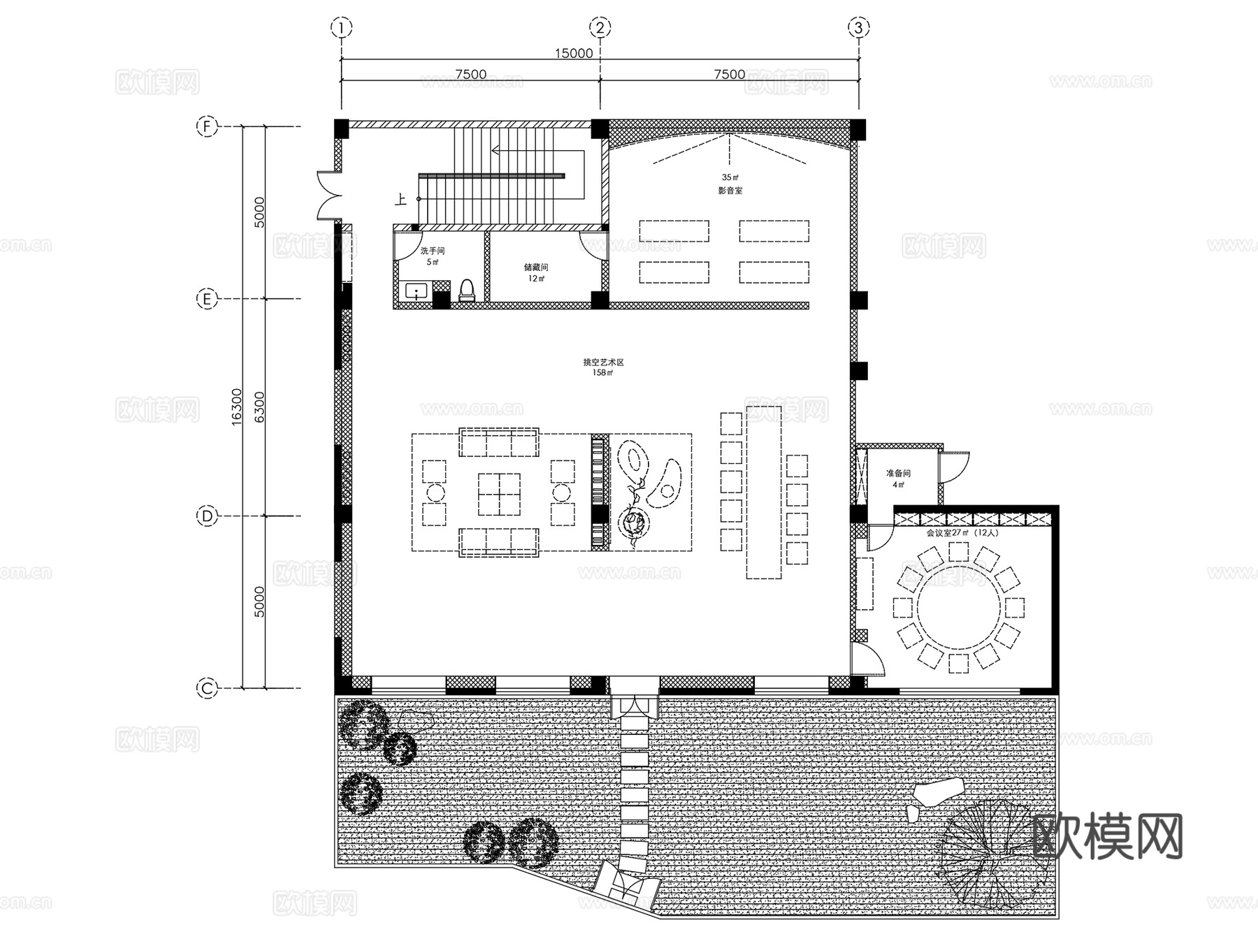 上海吴中路茶艺术空间茶室室内装饰CAD施工图全套cad施工图