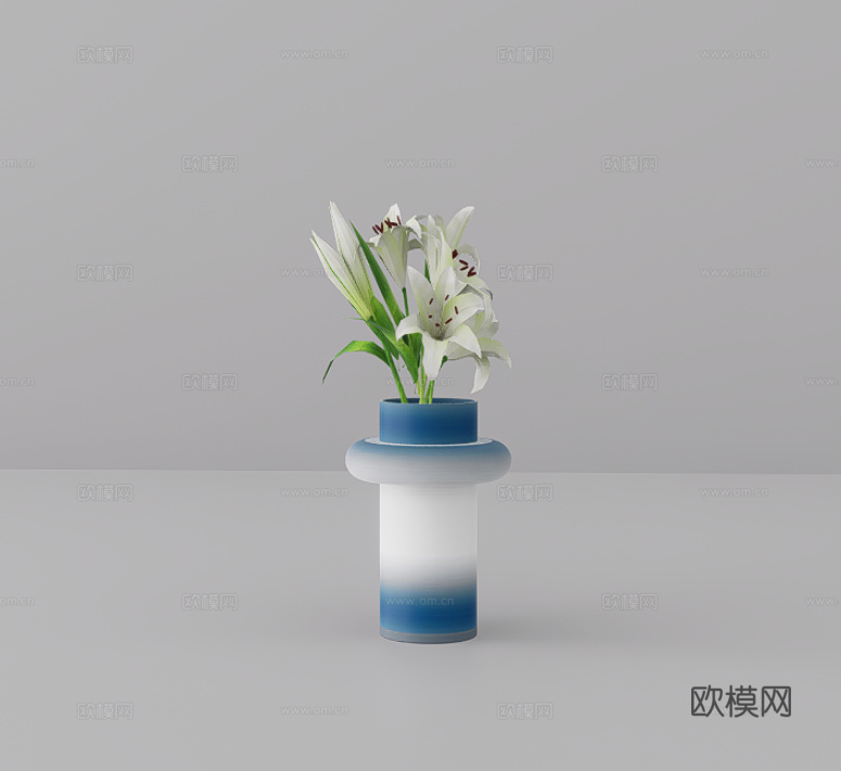 花瓶花卉su模型