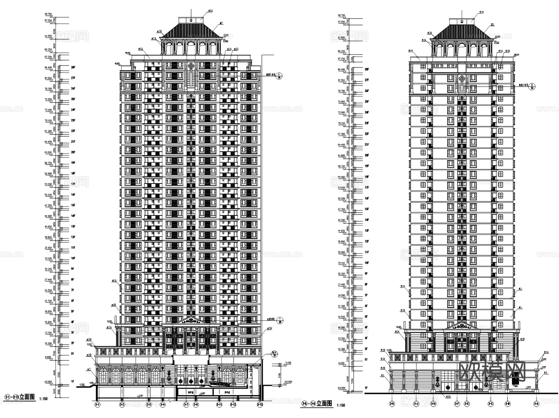 深圳利是佳商住大厦建筑CAD施工图全套cad施工图