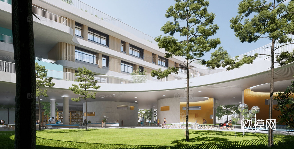 现代校园景观  校园建筑 教学楼建筑su模型