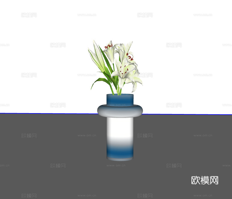 花瓶花卉su模型