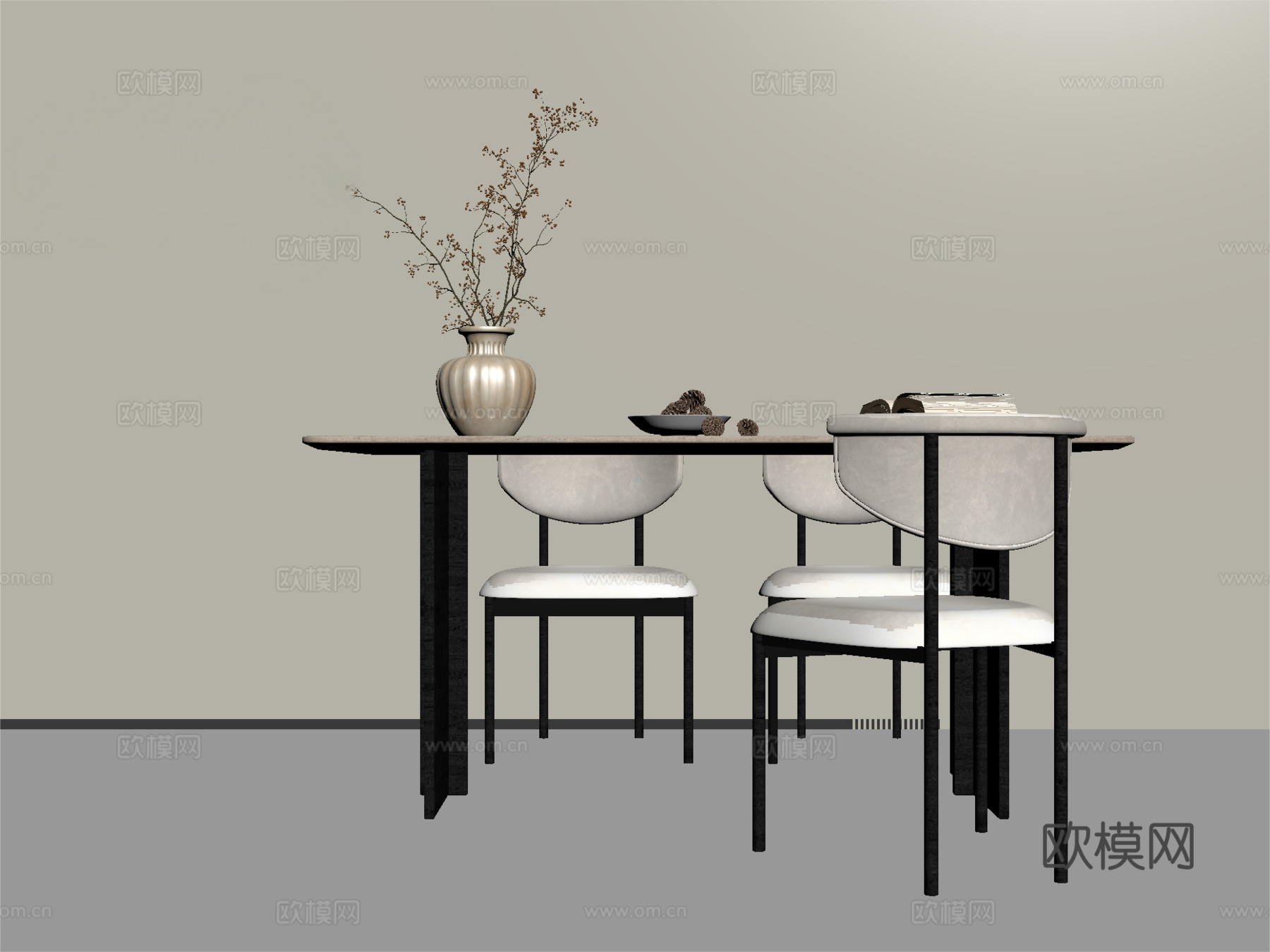 现代餐桌椅  餐椅 摆件su模型