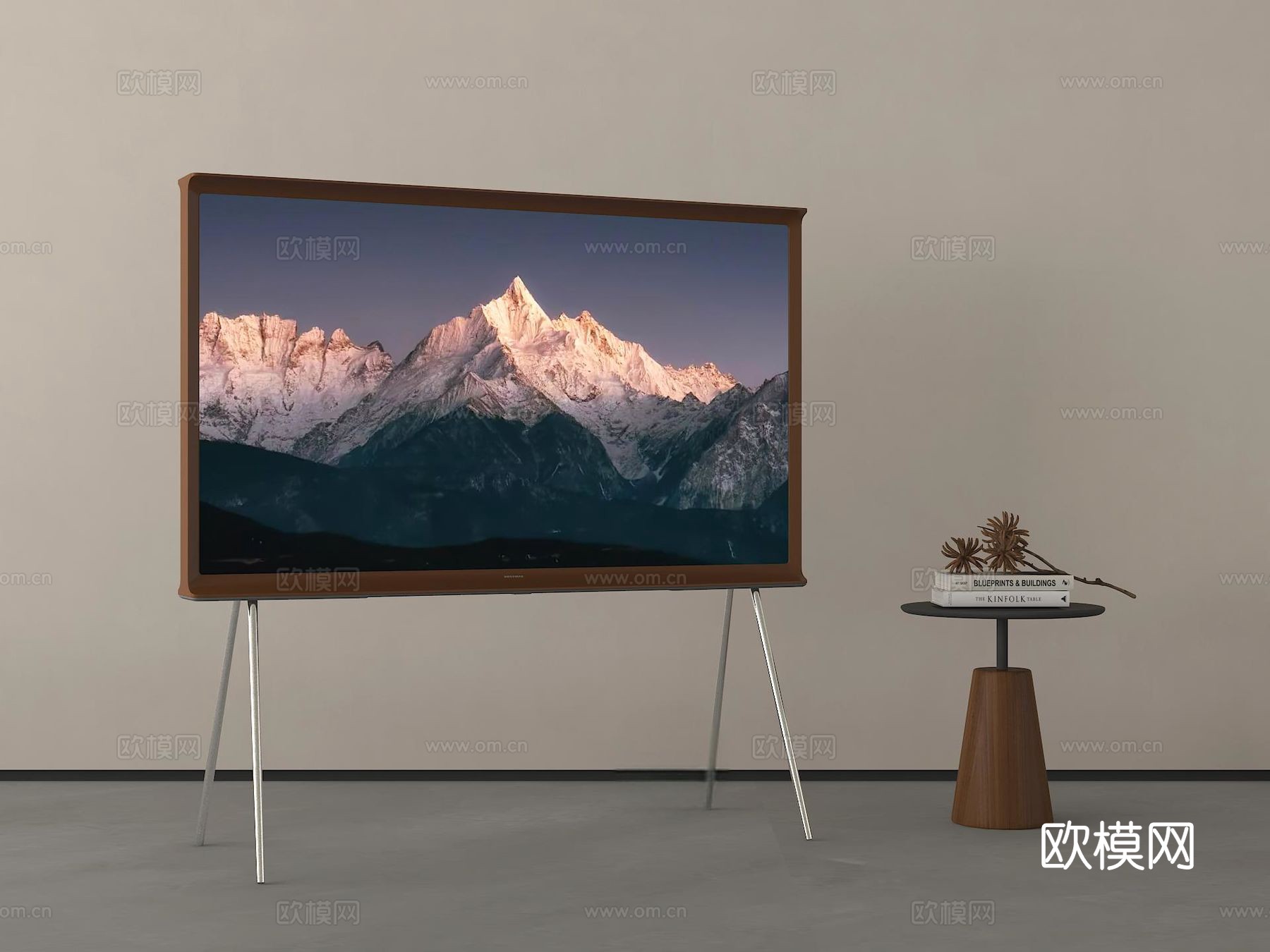 中古风液晶电视   支架电视 边几su模型