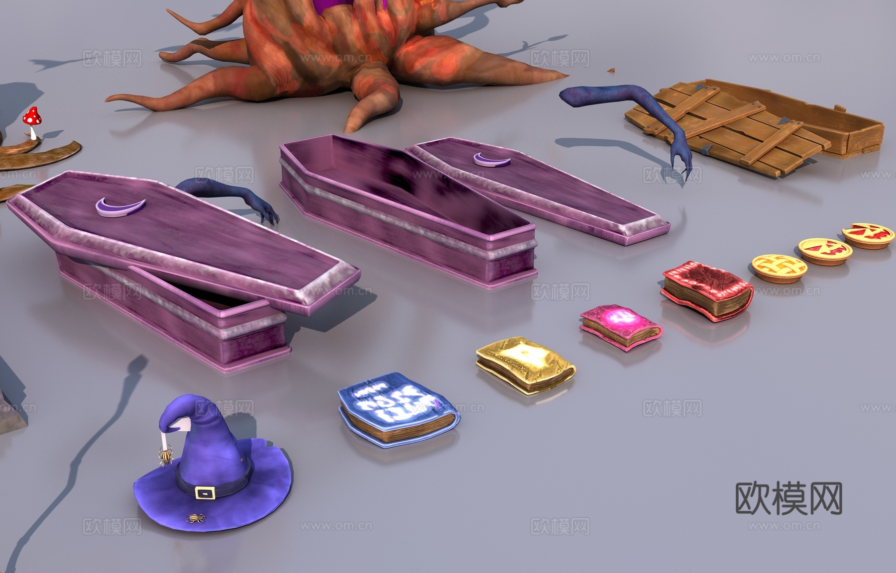 漫画风格万圣节道具3d模型下载（渲染图4）