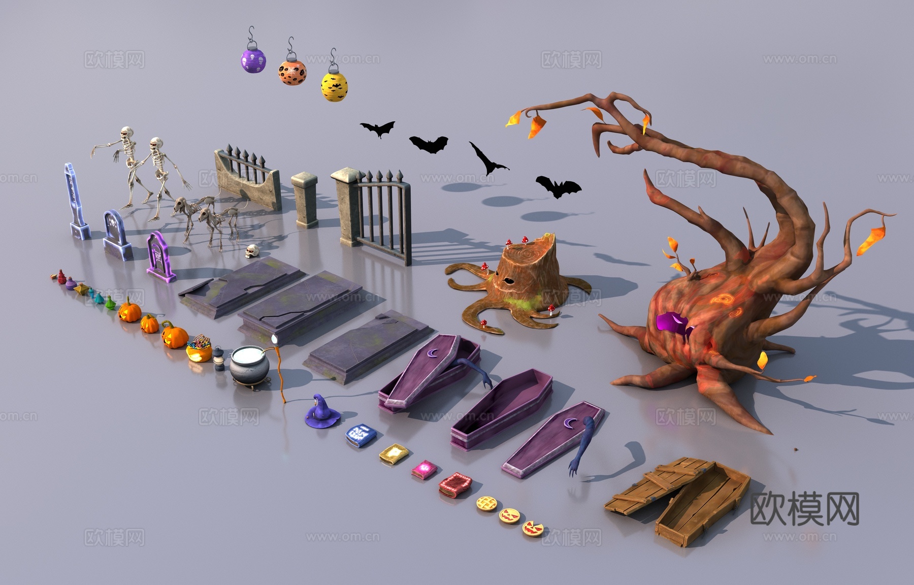漫画风格万圣节道具3d模型下载（渲染图2）