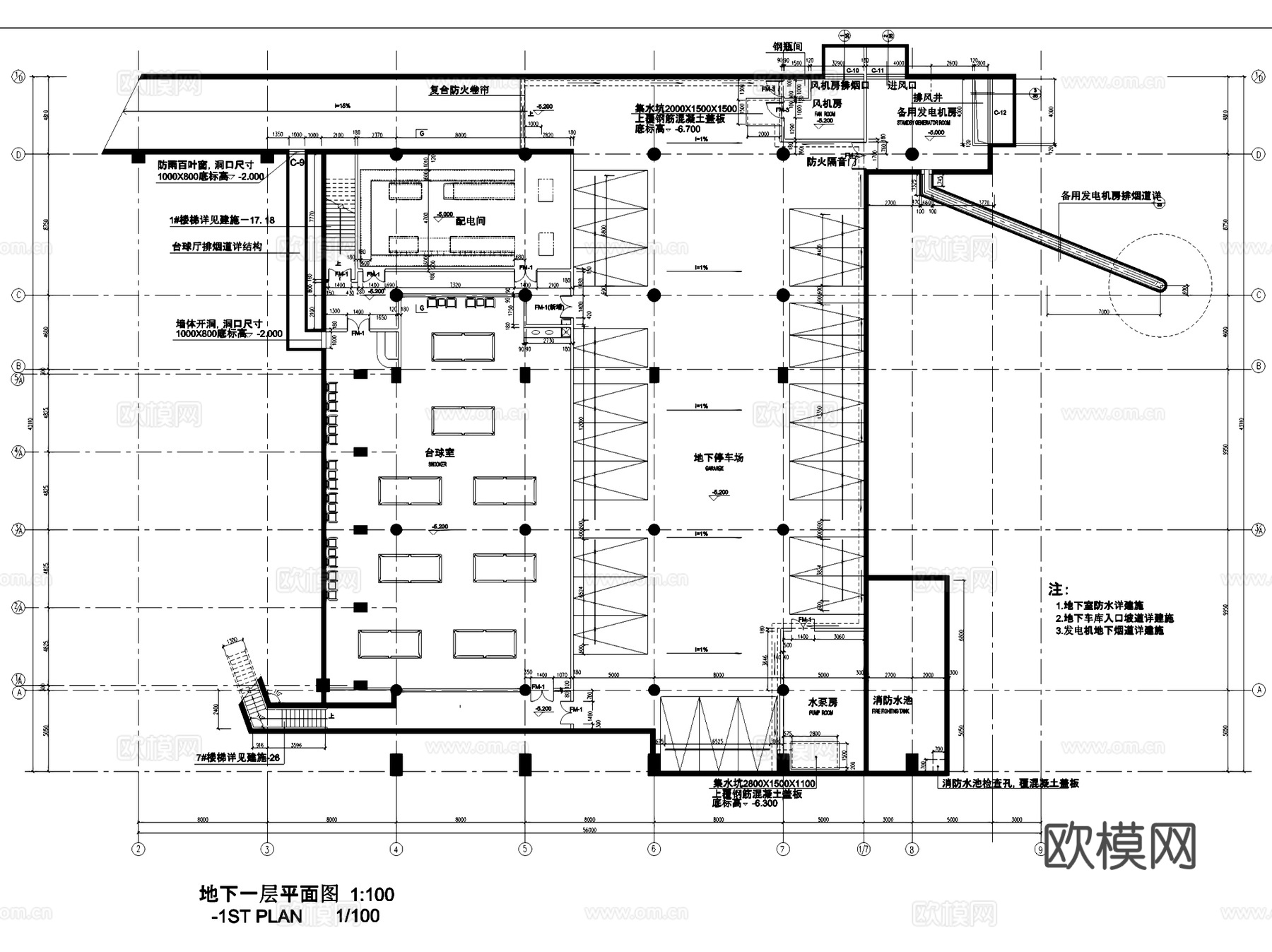 深圳盐田沙头角体育中心建筑CAD施工图全套cad施工图
