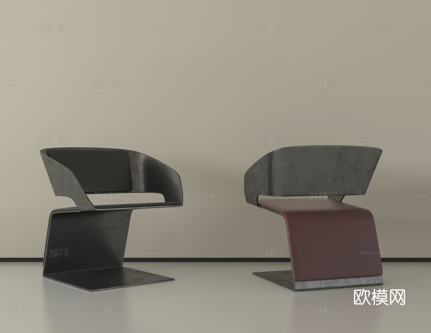 现代休闲椅  单椅 金属椅3d模型