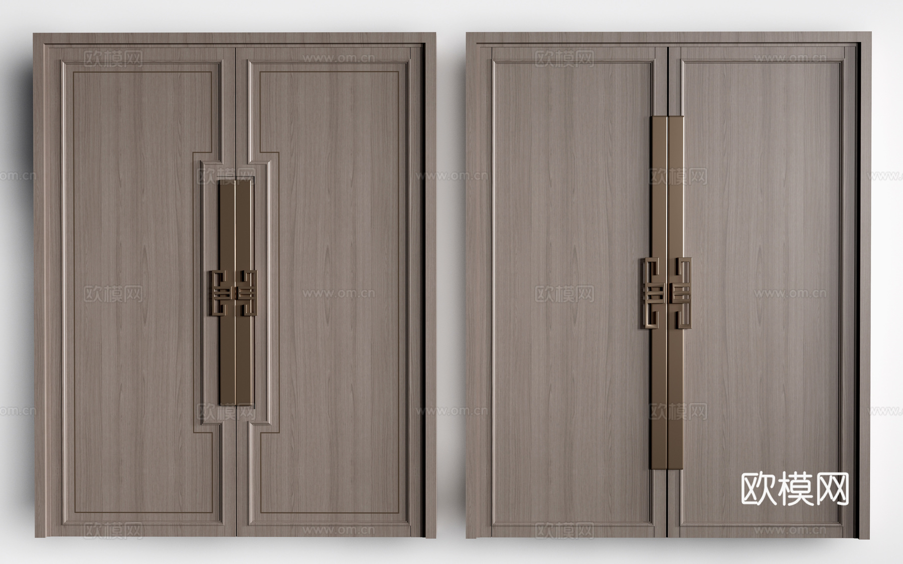 新中式木门 工装门 报告厅门 双开门 宴会厅门su模型