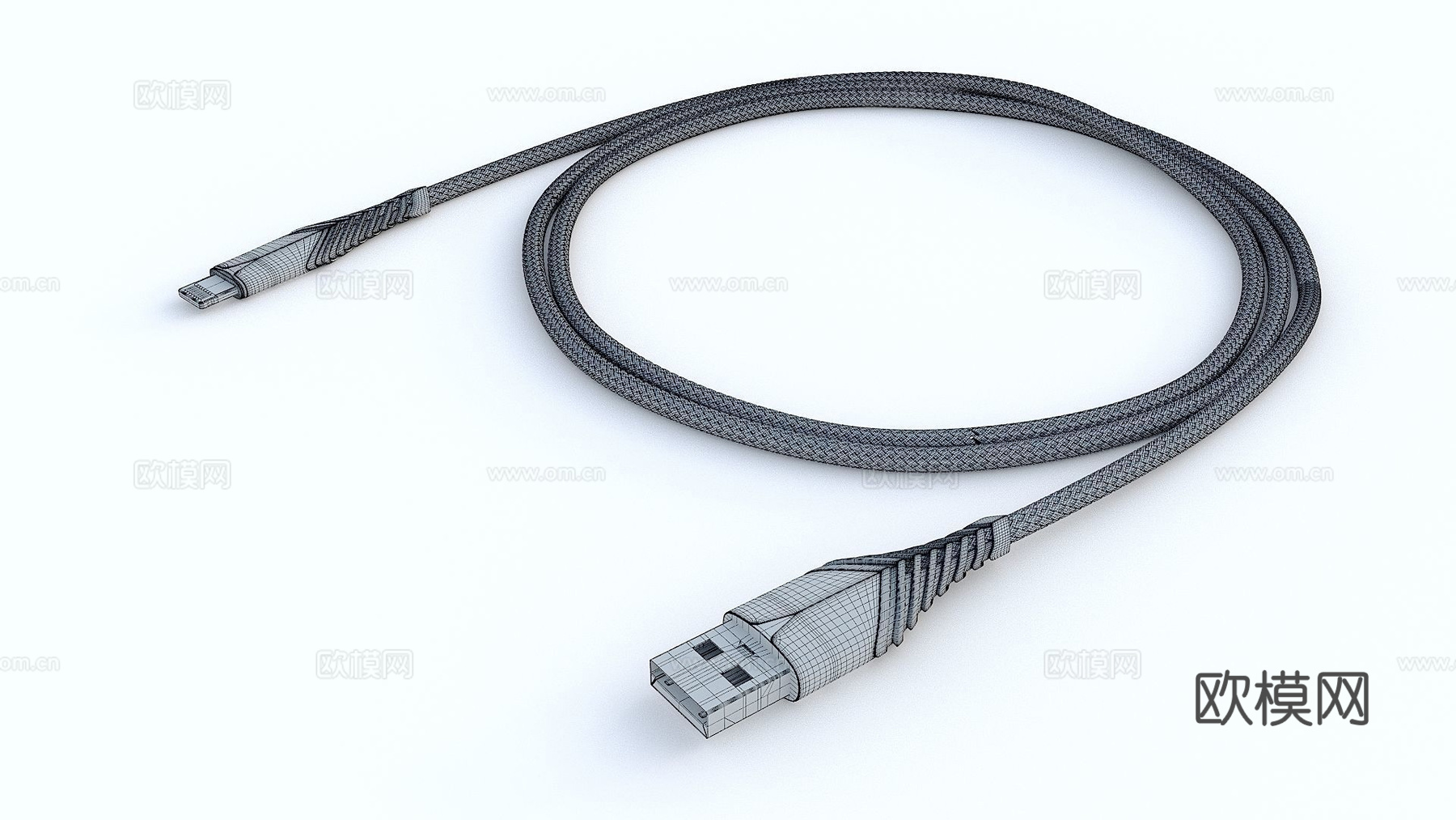 USB数据线 充电线 连接线3d模型下载（渲染图4）