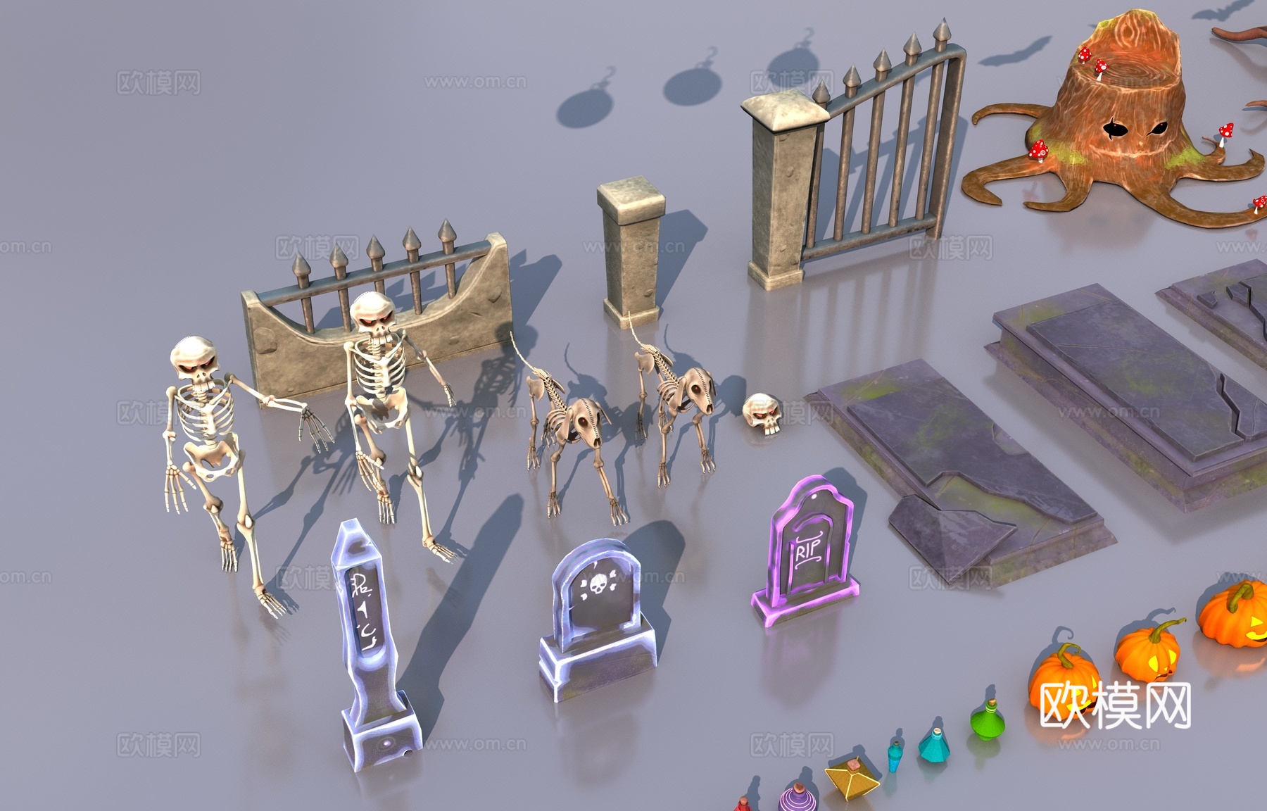 漫画风格万圣节道具3d模型下载（渲染图6）