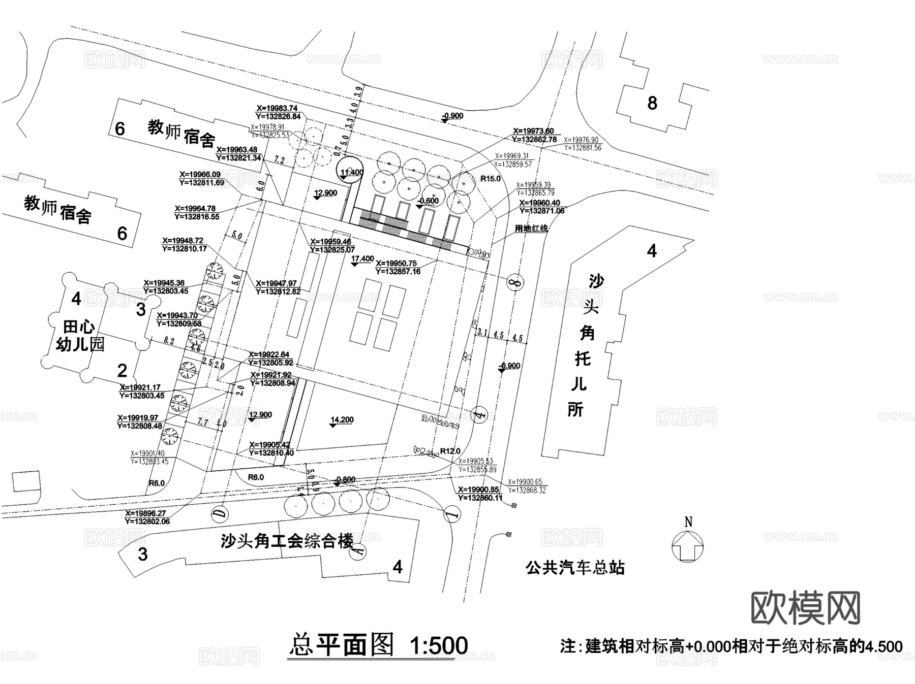 深圳盐田沙头角体育中心建筑CAD施工图全套cad施工图
