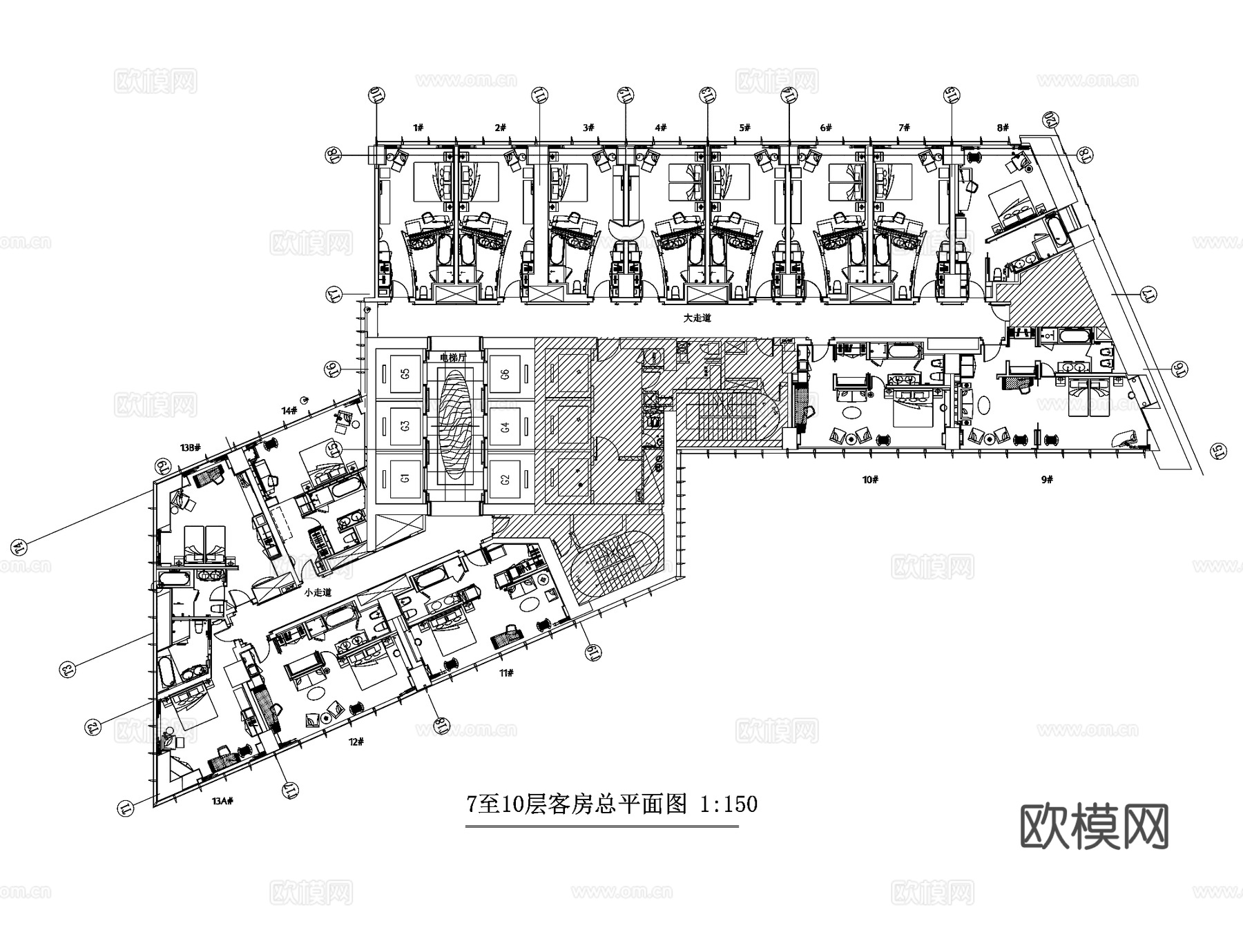 上海香格里拉酒店扩建室内装饰CAD施工图全套cad施工图