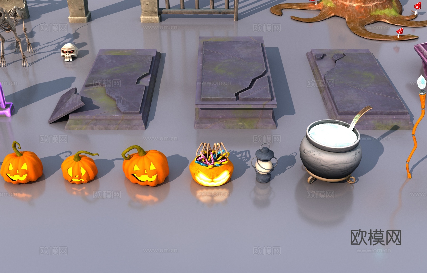 漫画风格万圣节道具3d模型下载（渲染图8）