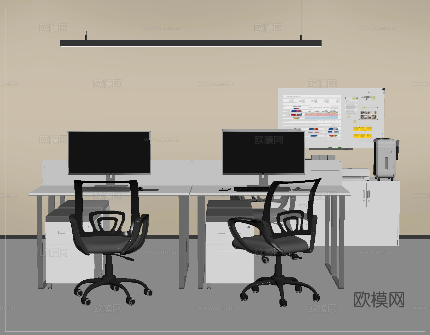 现代办公桌椅  休闲桌椅  员工工位 吊灯su模型