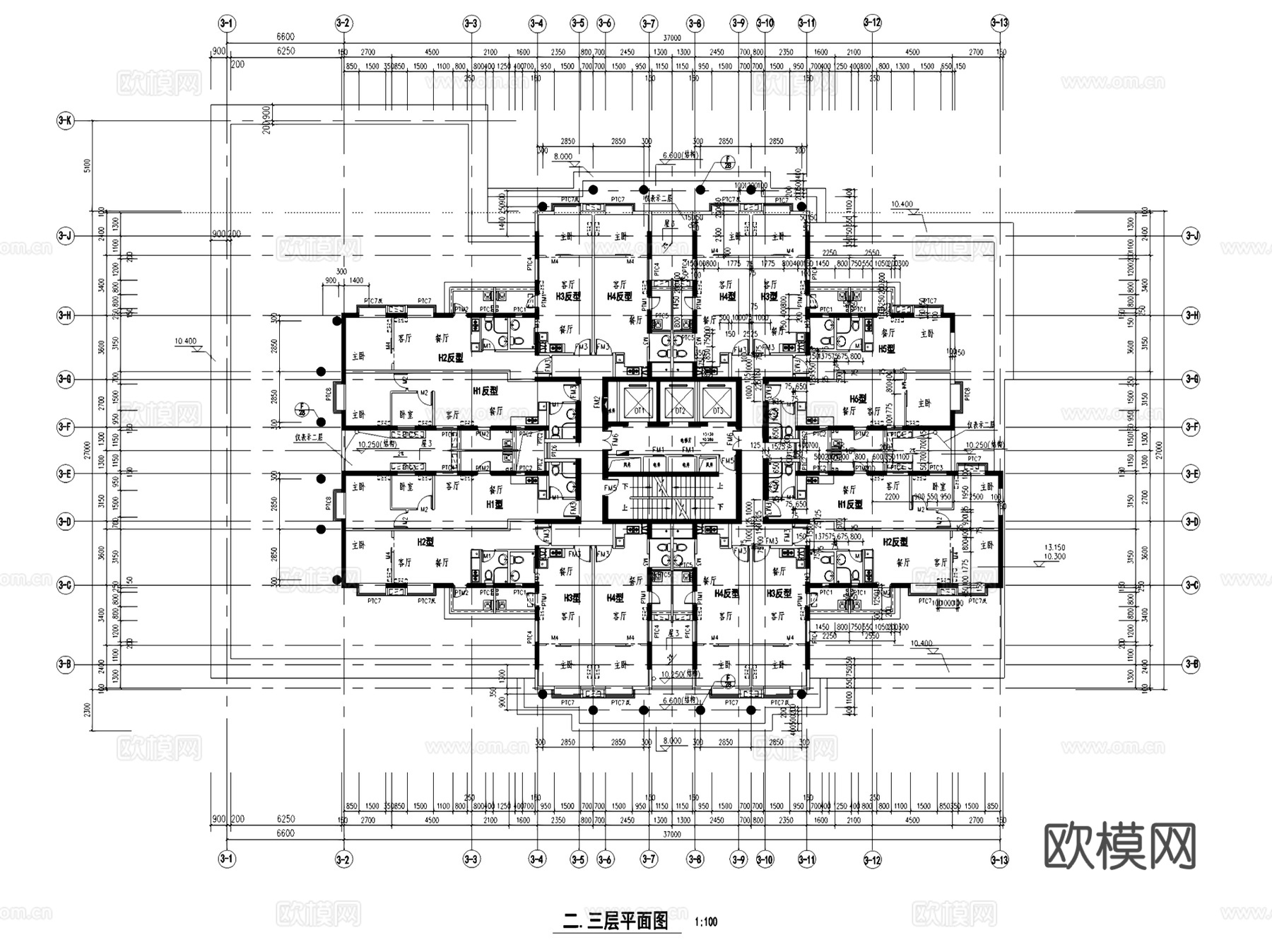 深圳利是佳商住大厦建筑CAD施工图全套cad施工图