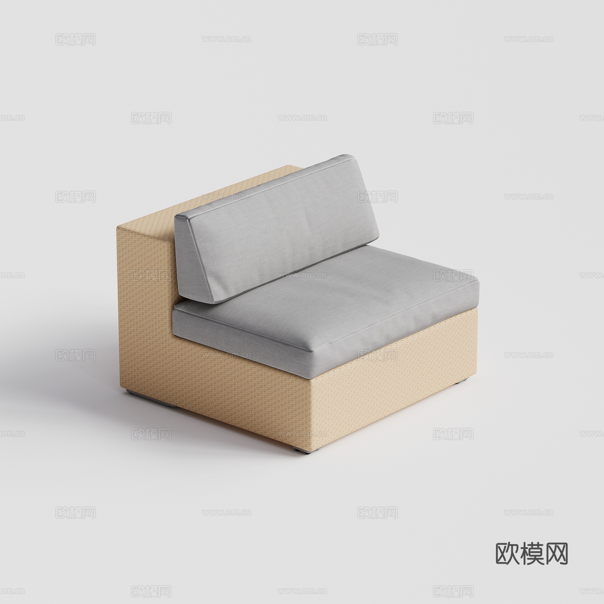 DEDON - 现代户外沙发 单人沙发 藤编无扶手单人沙发su模型